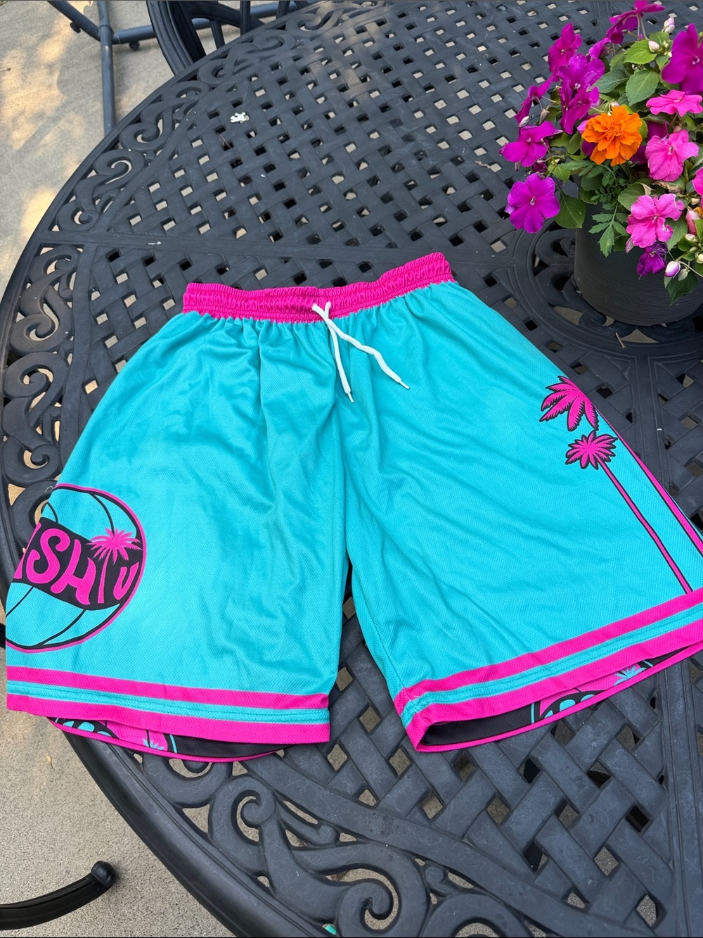 Reversible Turquoise and Pink Men’s Athletic Shorts